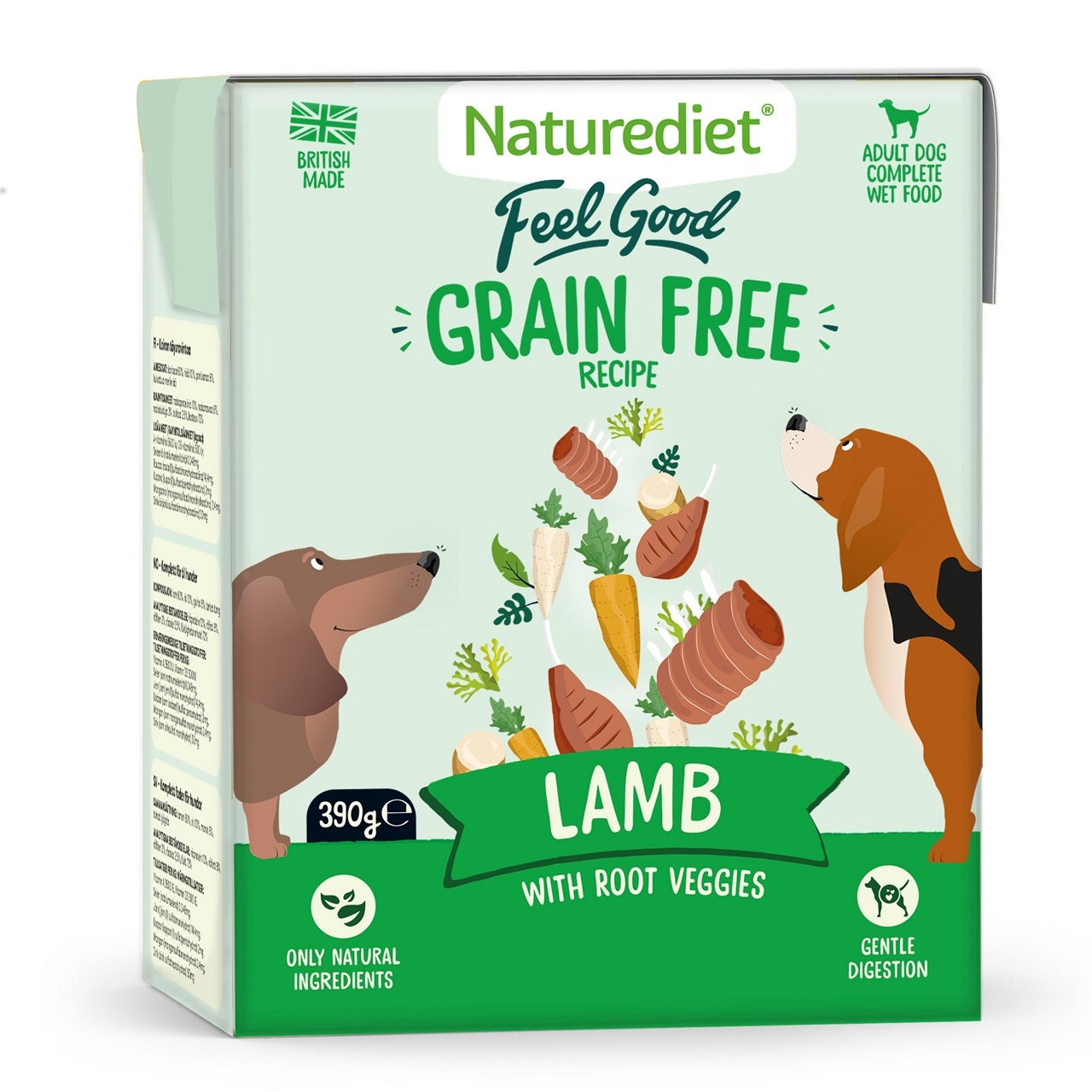 Naturediet  Adult Feel Good Grain Free Lamb Dog Food 390g  x 18