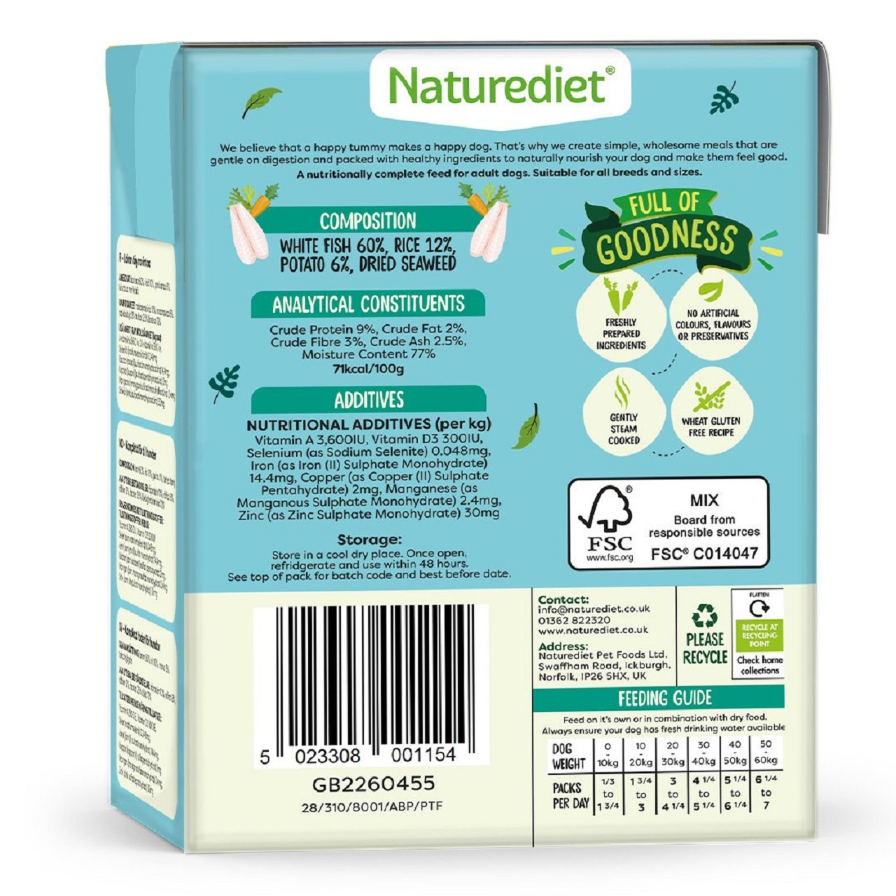 Naturediet Adult Feel Good Fish Dog Food 390g  x 18