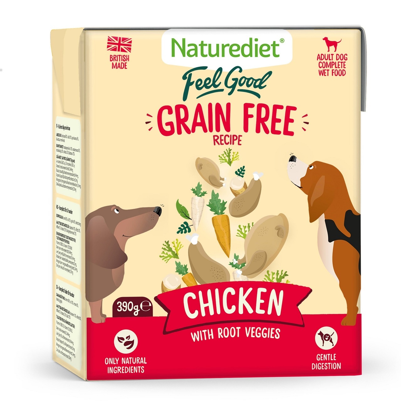 Naturediet Adult Feel Good Grain Free Chicken Dog Food 390g  x 18