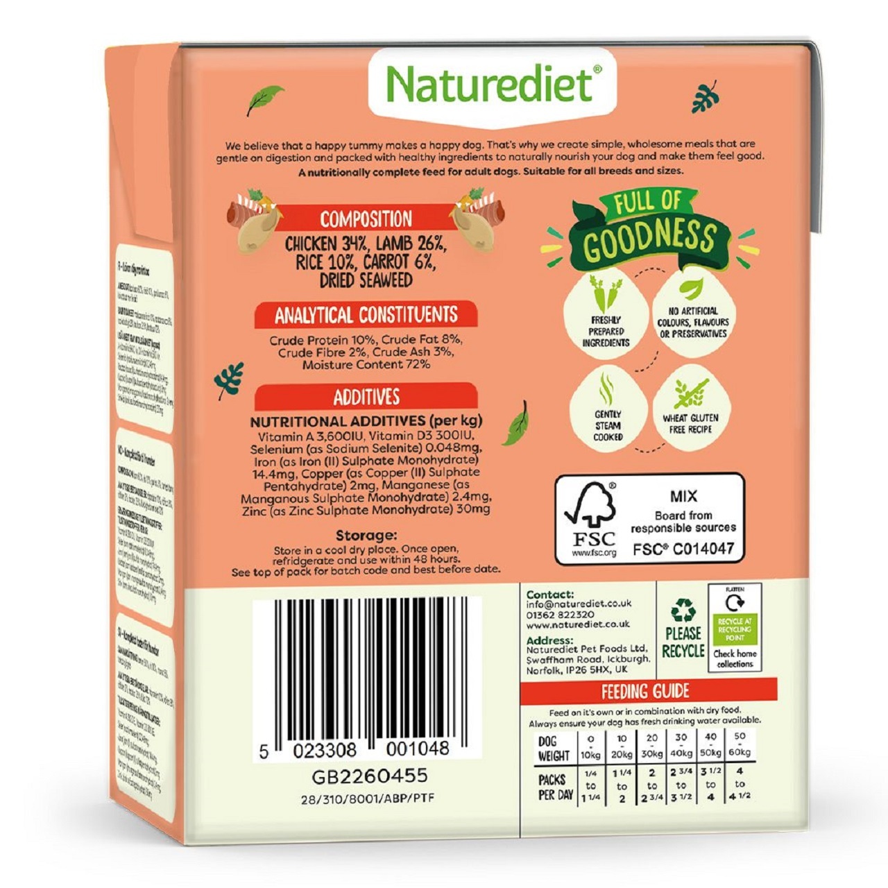Naturediet Feel Good Chicken & Lamb Dog Food 390g x 18
