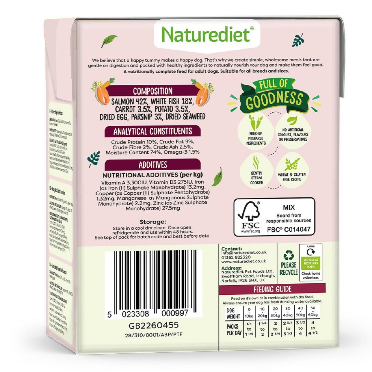 Naturediet Feel Good Grain Free Salmon Dog Food  390g x 18
