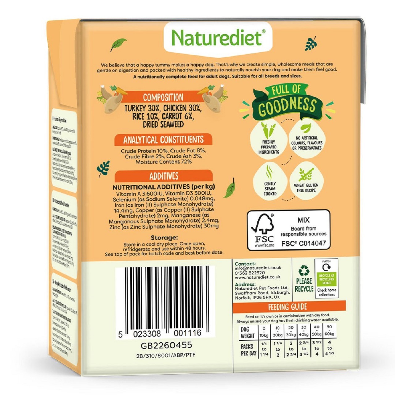 Naturediet Feel Good Turkey & Chicken Dog Food 390g x 18