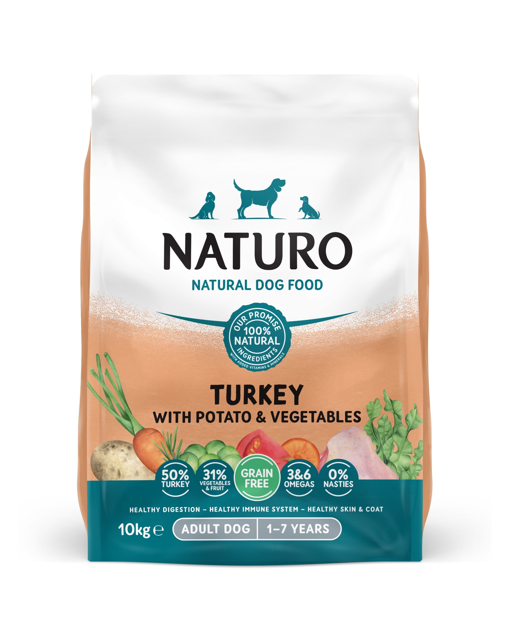 Naturo Adult Complete Dry Dog Food Turkey Potato & Veg 10kg