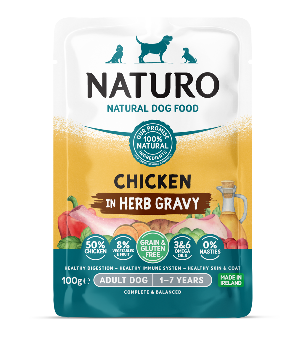 Naturo Adult Grain & Gluten Free Wet  Dog Food Chicken in Herb Gravy 100g x 12