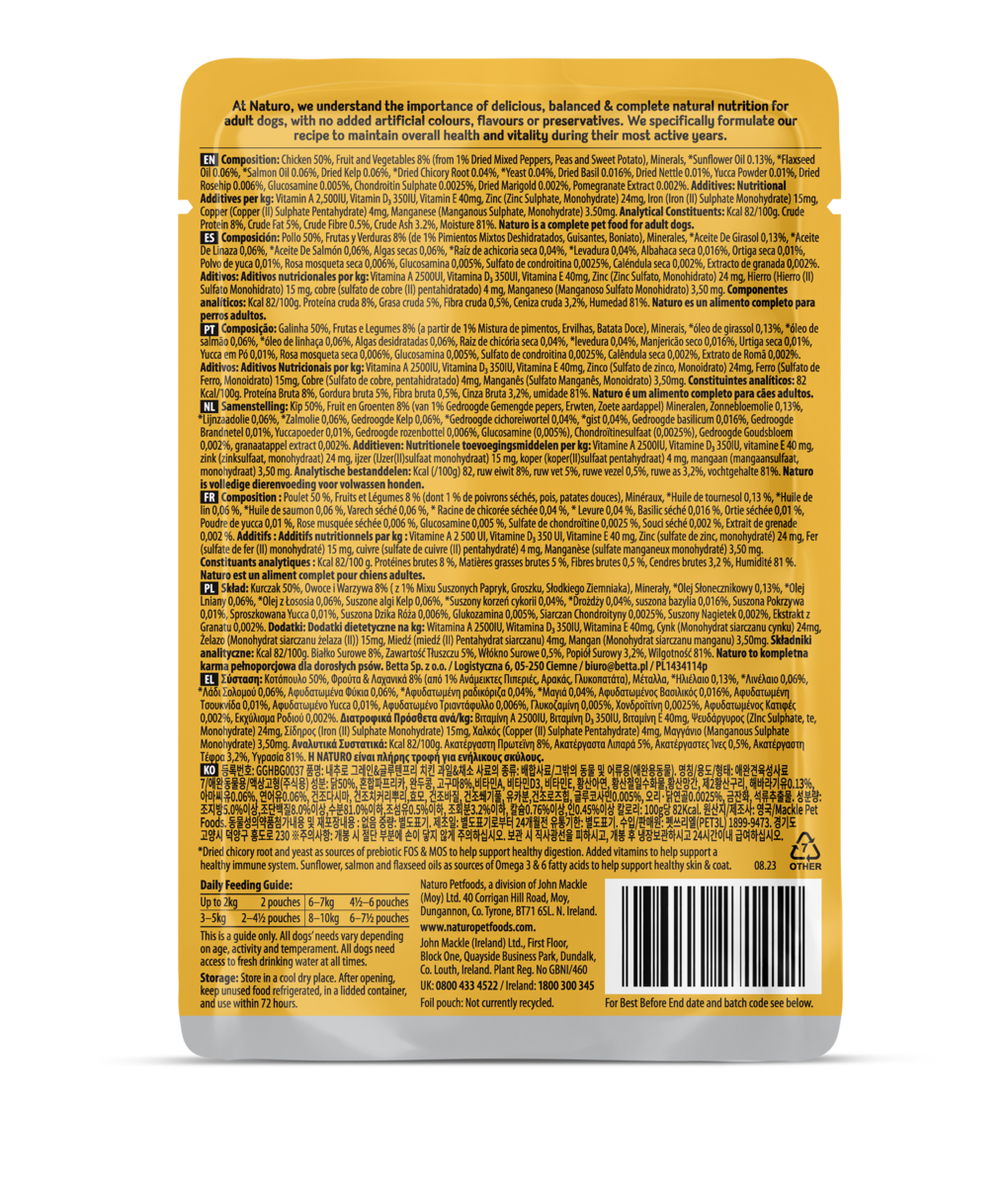 Naturo Adult Grain & Gluten Free Wet  Dog Food Chicken in Herb Gravy 100g x 12