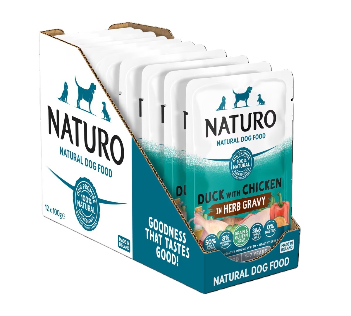 Naturo Adult Grain Free Gluten Free Duck with Chicken in Gravy 100gx12