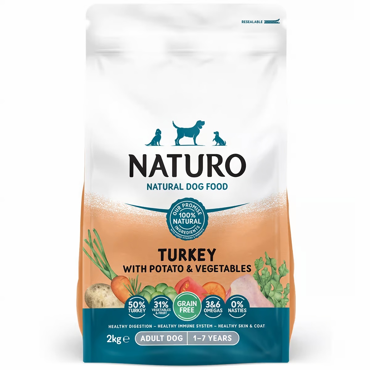 Naturo Adult Turkey with Potato & Vegetables Dry Dog Food 2kg