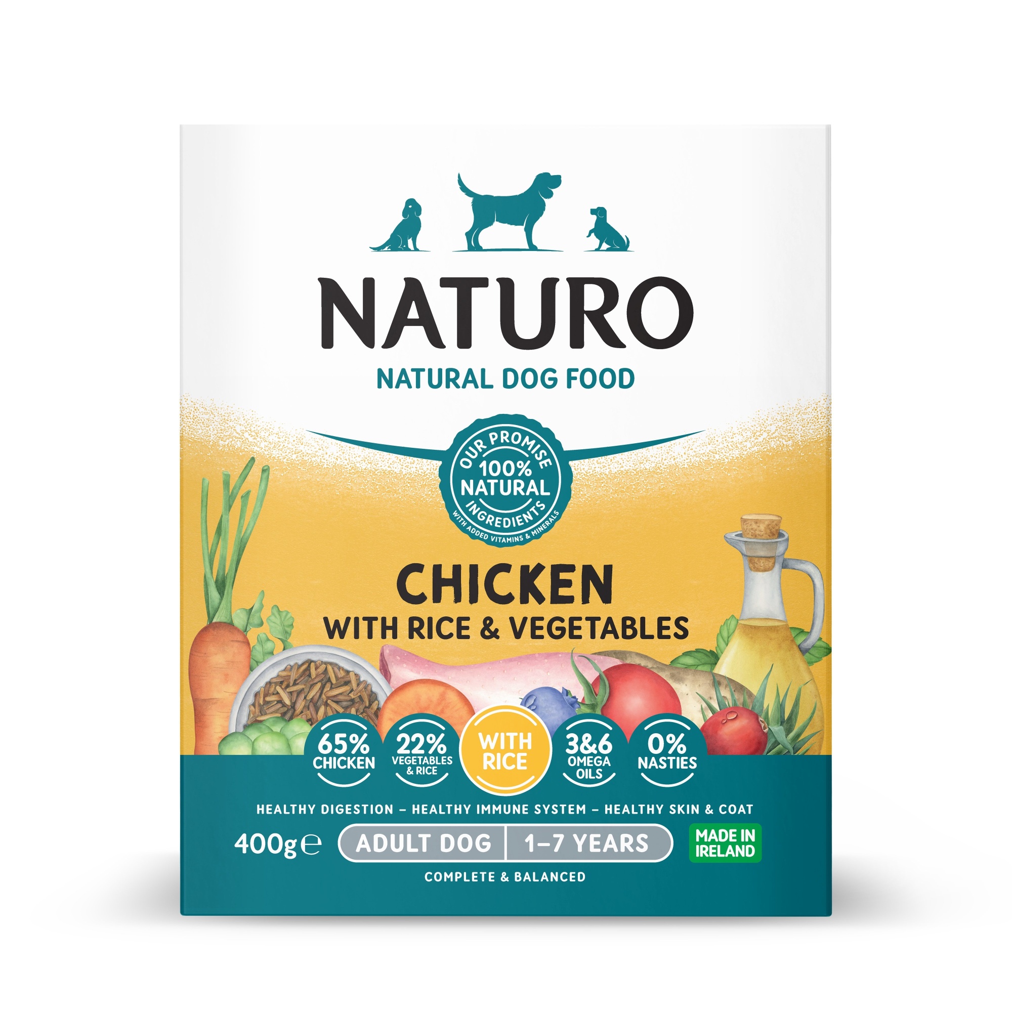 Naturo Adult Wet Dog Food Chicken & Rice With Veg Tray 400g x 7