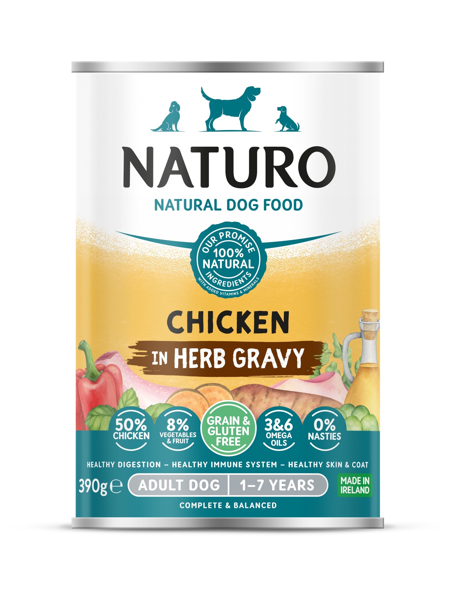 Naturo Adult Wet Dog Food Chicken In Gravy  in a Can 390g x 12