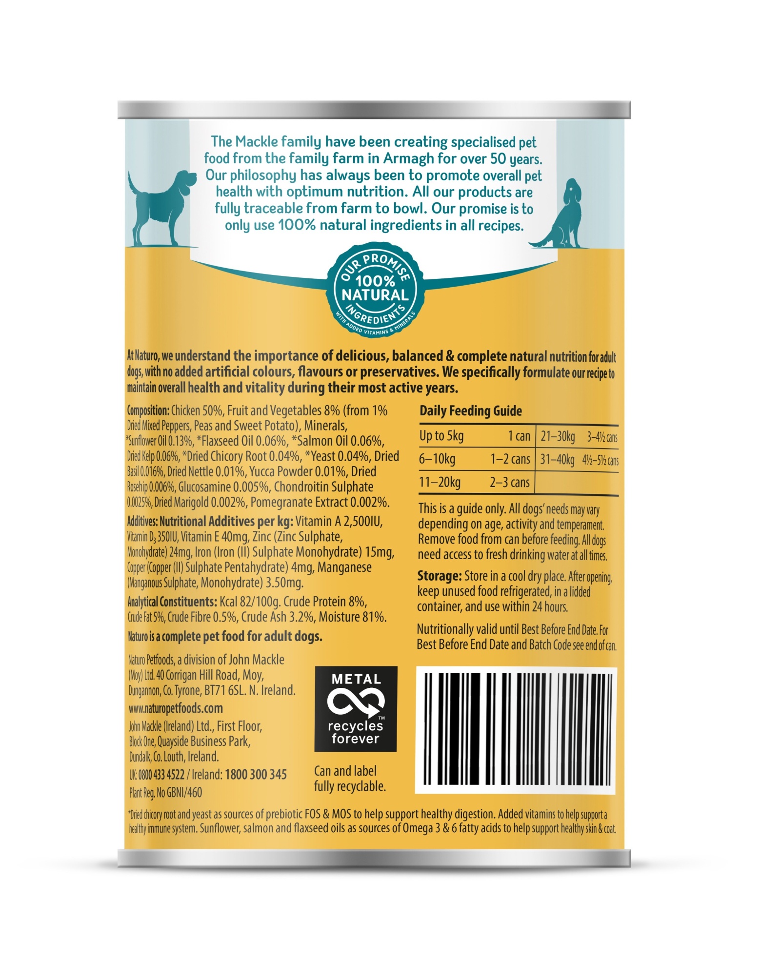 Naturo Adult Wet Dog Food Chicken In Gravy  in a Can 390g x 12