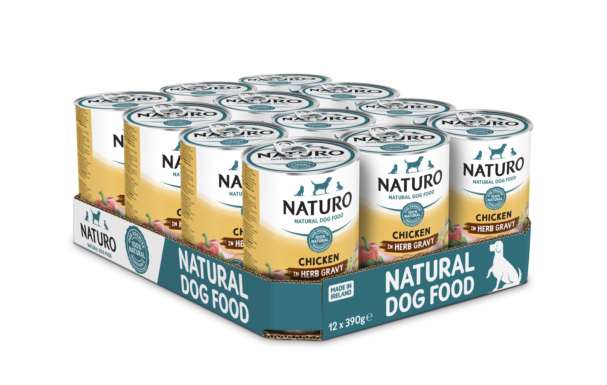 Naturo Adult Wet Dog Food Chicken In Gravy  in a Can 390g x 12