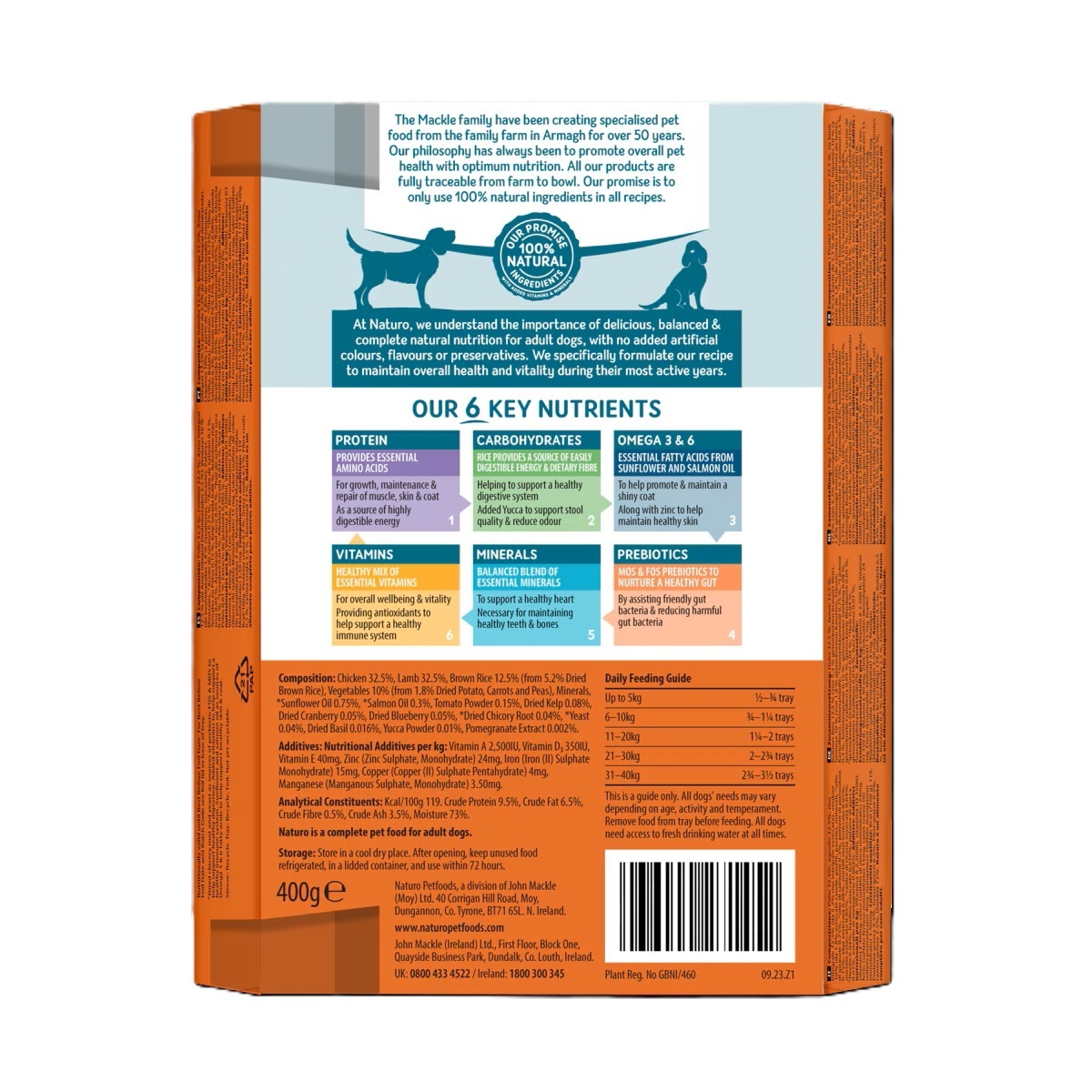 Naturo Adult Wet Dog Food Chicken Lamb & Rice With Veg Tray 400g x 7