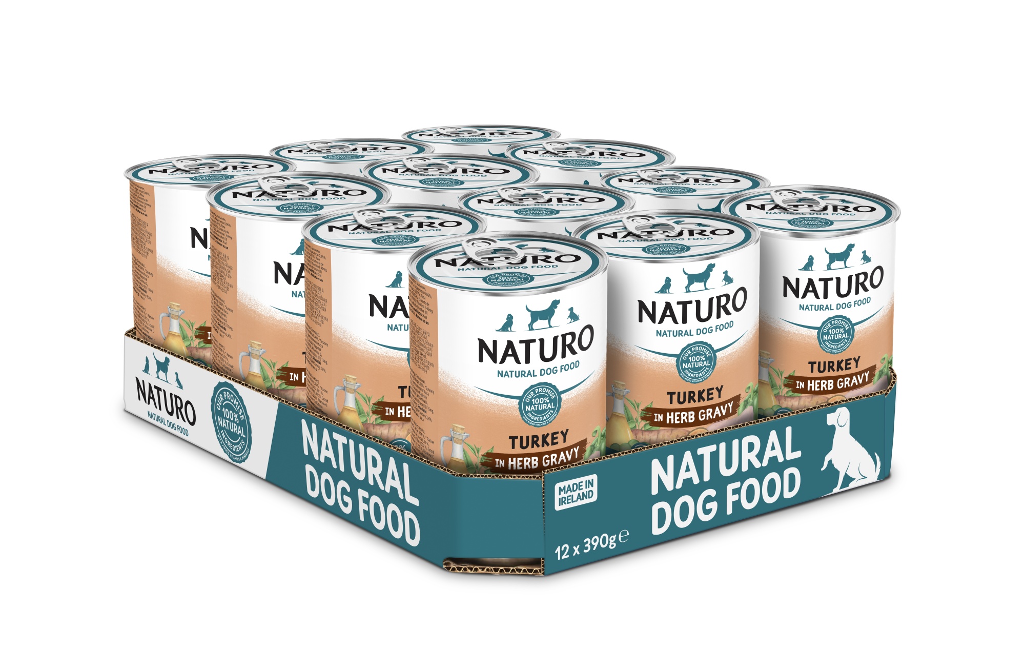 Naturo Adult Wet Dog Food Turkey In Gravy Can 390g x 12