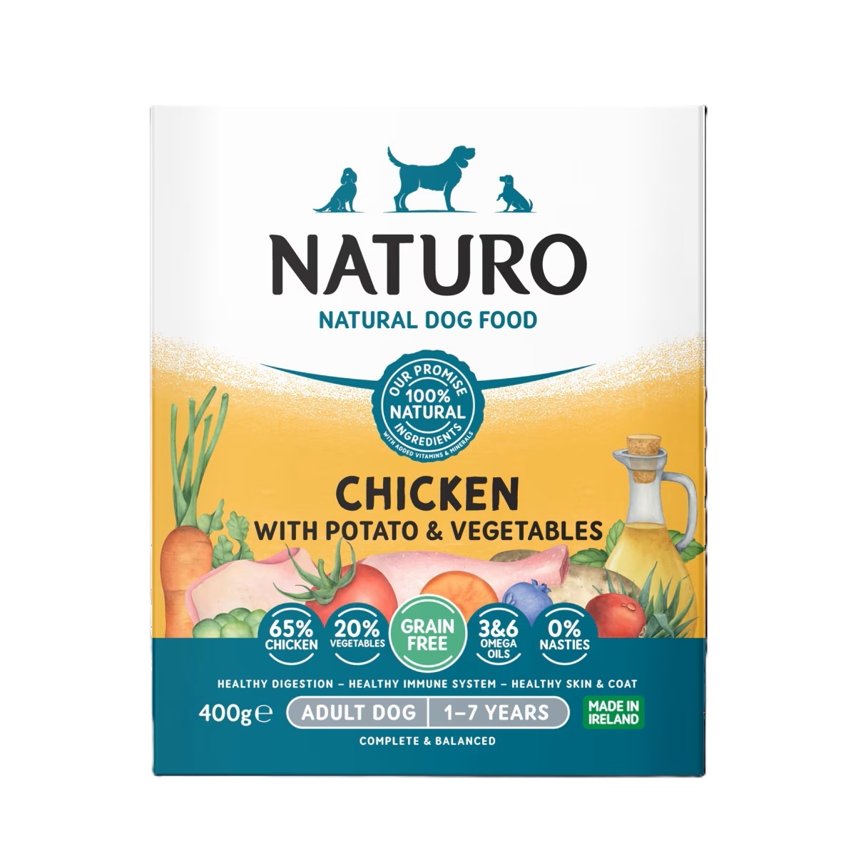Naturo Grain Free Adult Wet Dog Food Chicken & Potato With Veg Tray 400g x 7