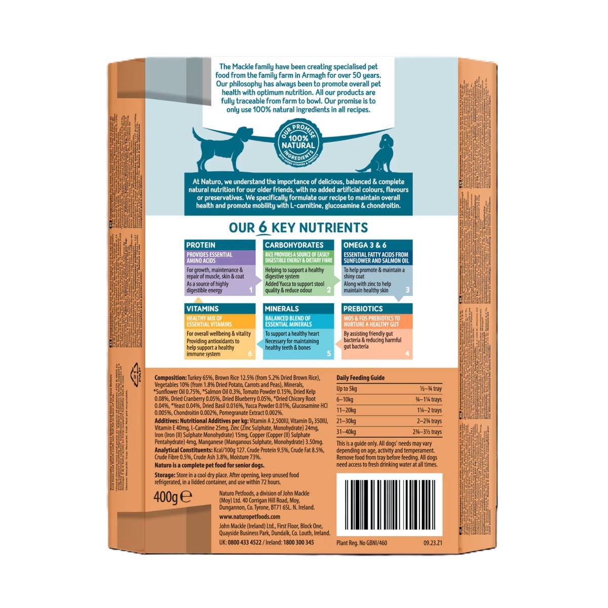 Naturo Senior Wet Dog Food Turkey & Rice With Veg Tray 400g x 7