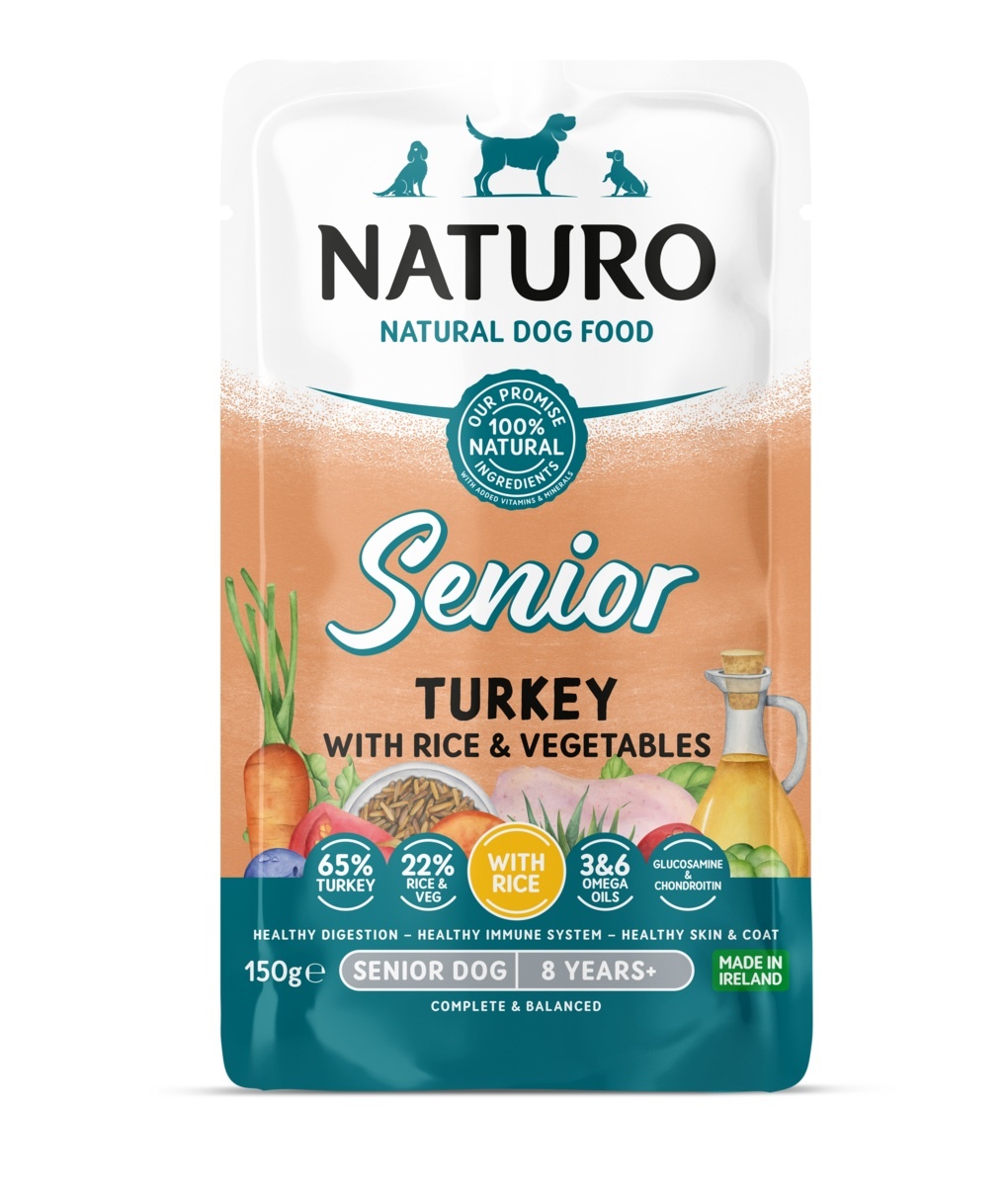 Naturo Senior/Mature Wet Dog Food Turkey with Rice & Vegetables 150g Pouch x 8