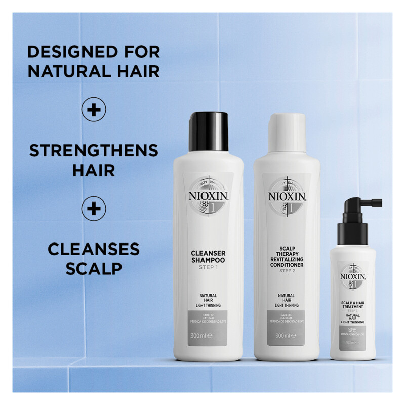 Nioxin 3 Part System 1 Trial Kit for Natural Hair with Light Thinning