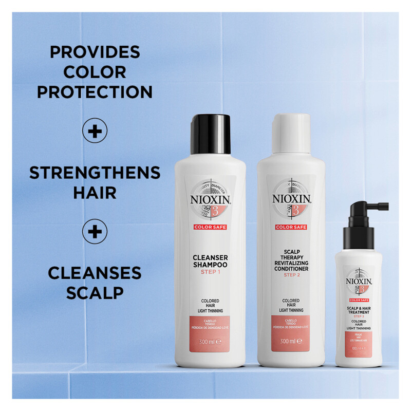 Nioxin 3 Part System 3 Trial Kit for Coloured Hair with Light Thinning
