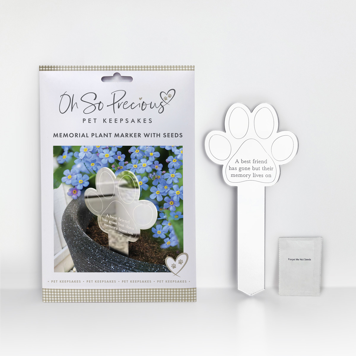 Oh So Precious Paw Print Memorial Garden Plant Marker & Forget Me Not Seeds