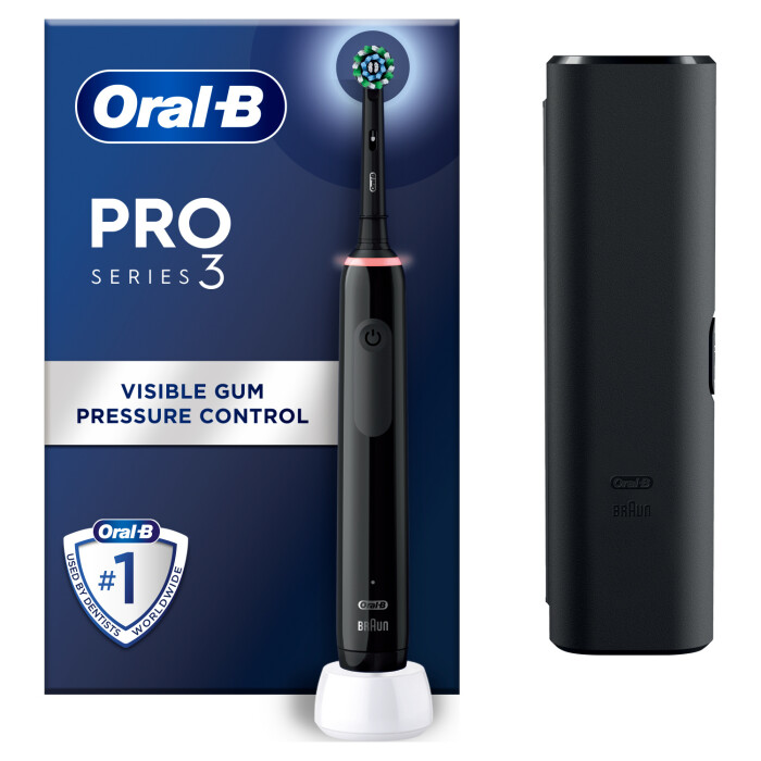 Image of Oral B Pro 3 (3500) Black Edition Electric Toothbrush with Travel Case