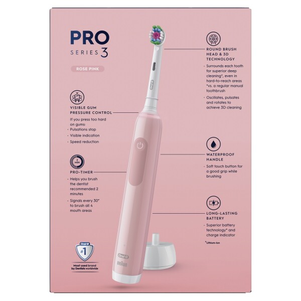 Oral-B Pro 3 3500 White/Pink Toothbrush with Case