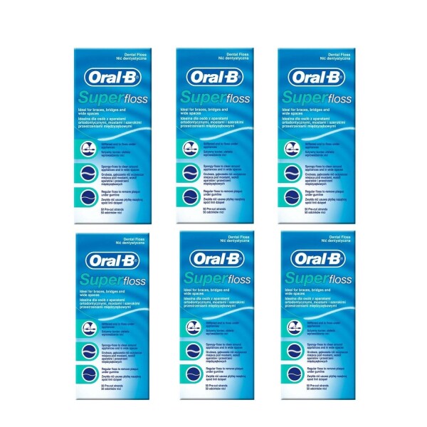Oral-B Super Floss, 50 Pre-Cut Strands Each, 6 Pack 