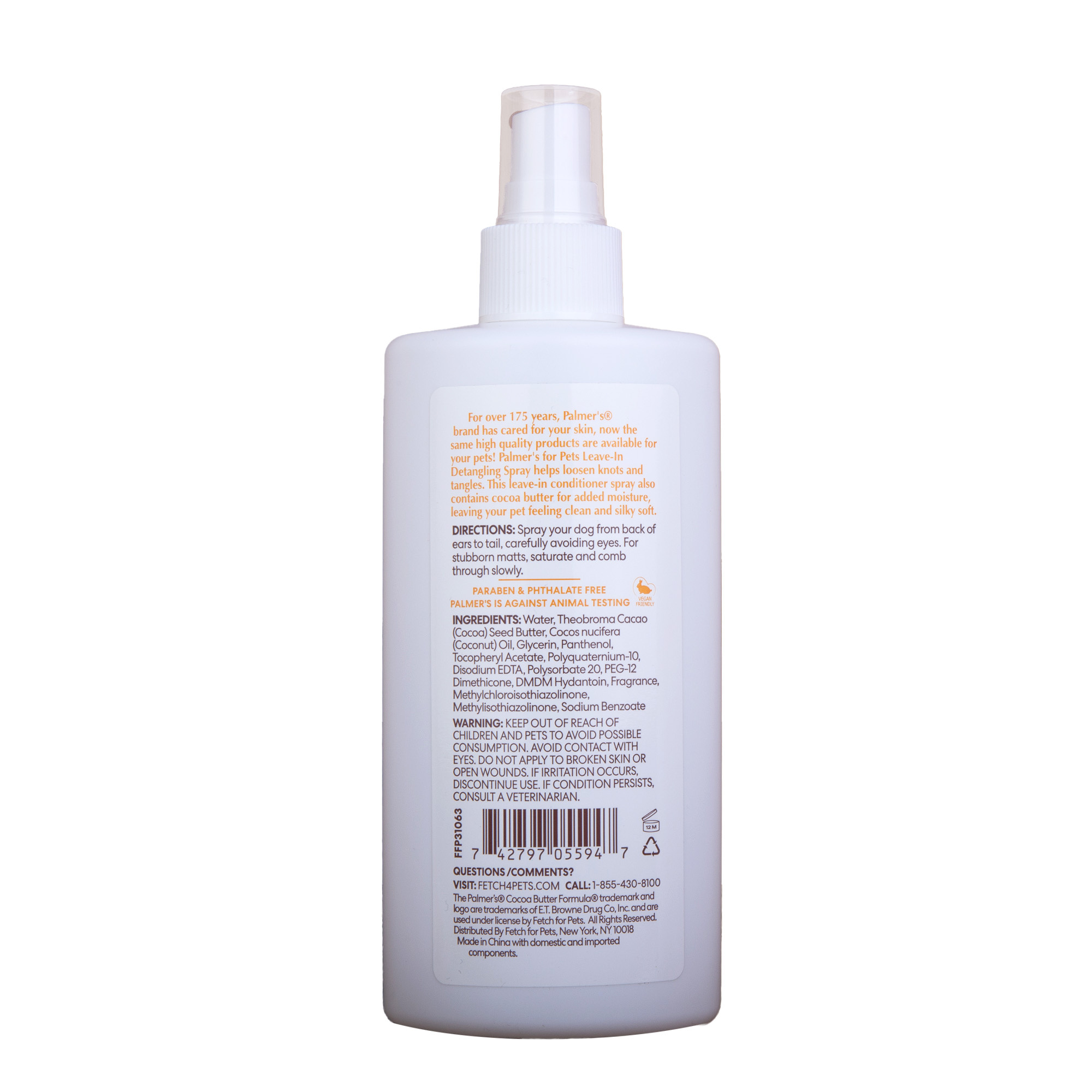 Palmer's For Pets Dogs Detangling & Conditioning Spray With Cocoa Butter 8oz
