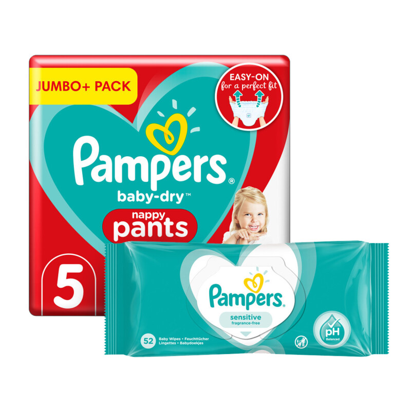 Pampers Baby Dry Pants S5 Jumbo Pack & Wipes