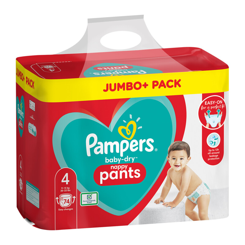 Pampers Baby-Dry Size 4 Nappy Pants Jumbo Pack