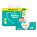 Pampers Baby Dry Size 4 Jumbo Pack & Wipes Bundle