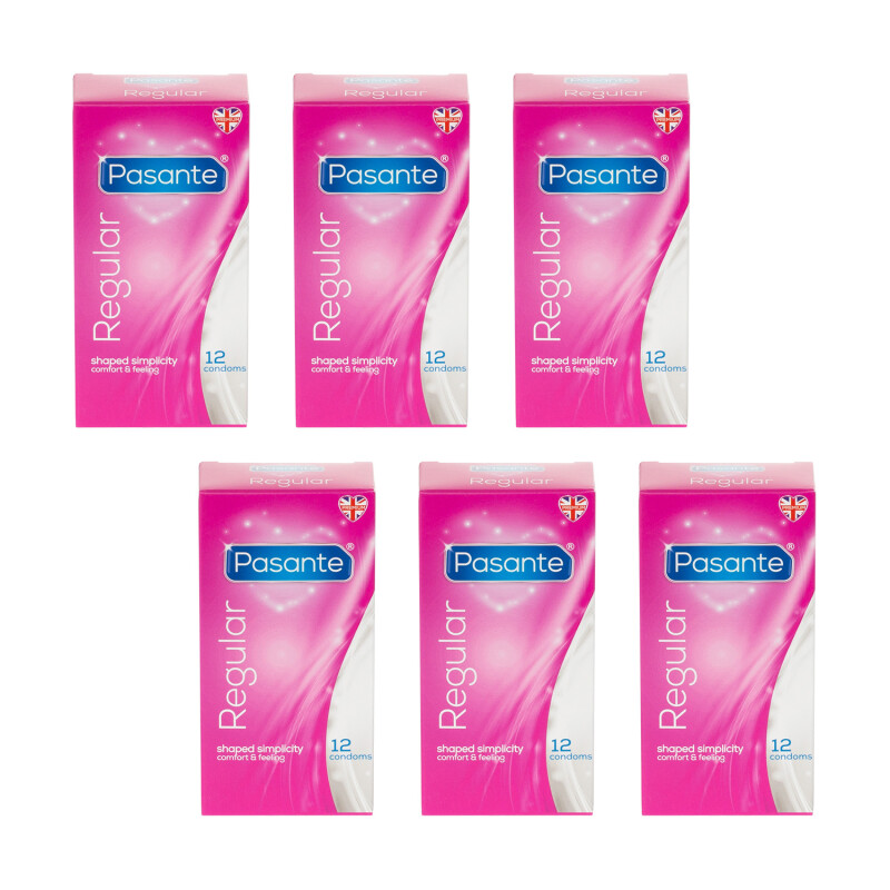 Pasante Regular Lubricated Condoms - 72 Condoms 