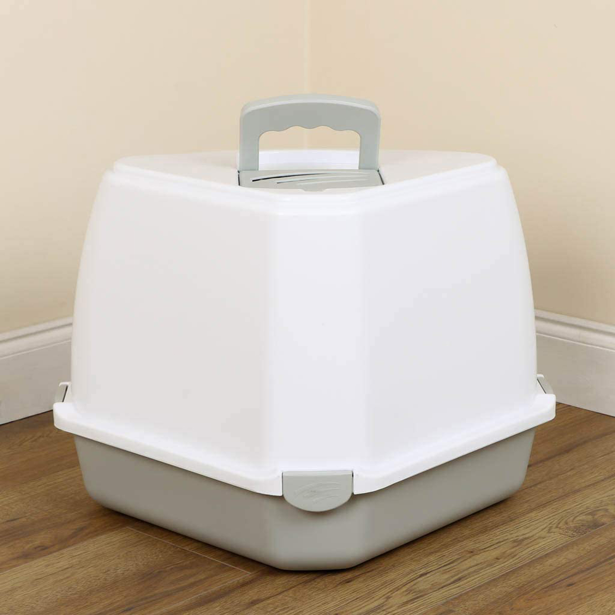Petsentials Corner Cat Litter Tray With Hood