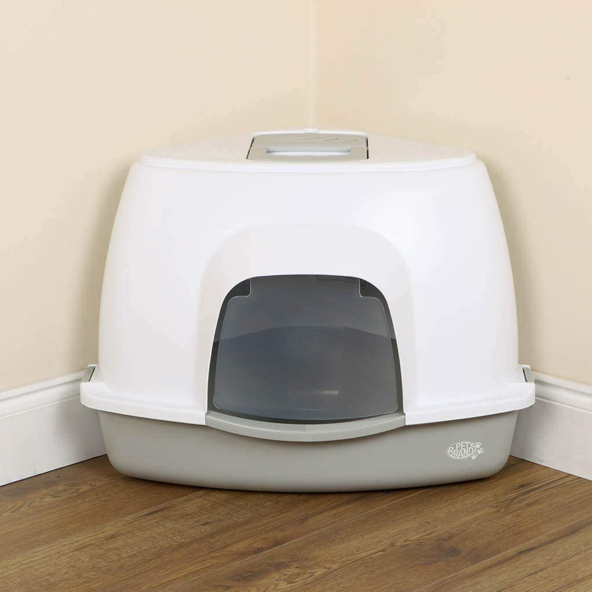 Petsentials Corner Cat Litter Tray With Hood
