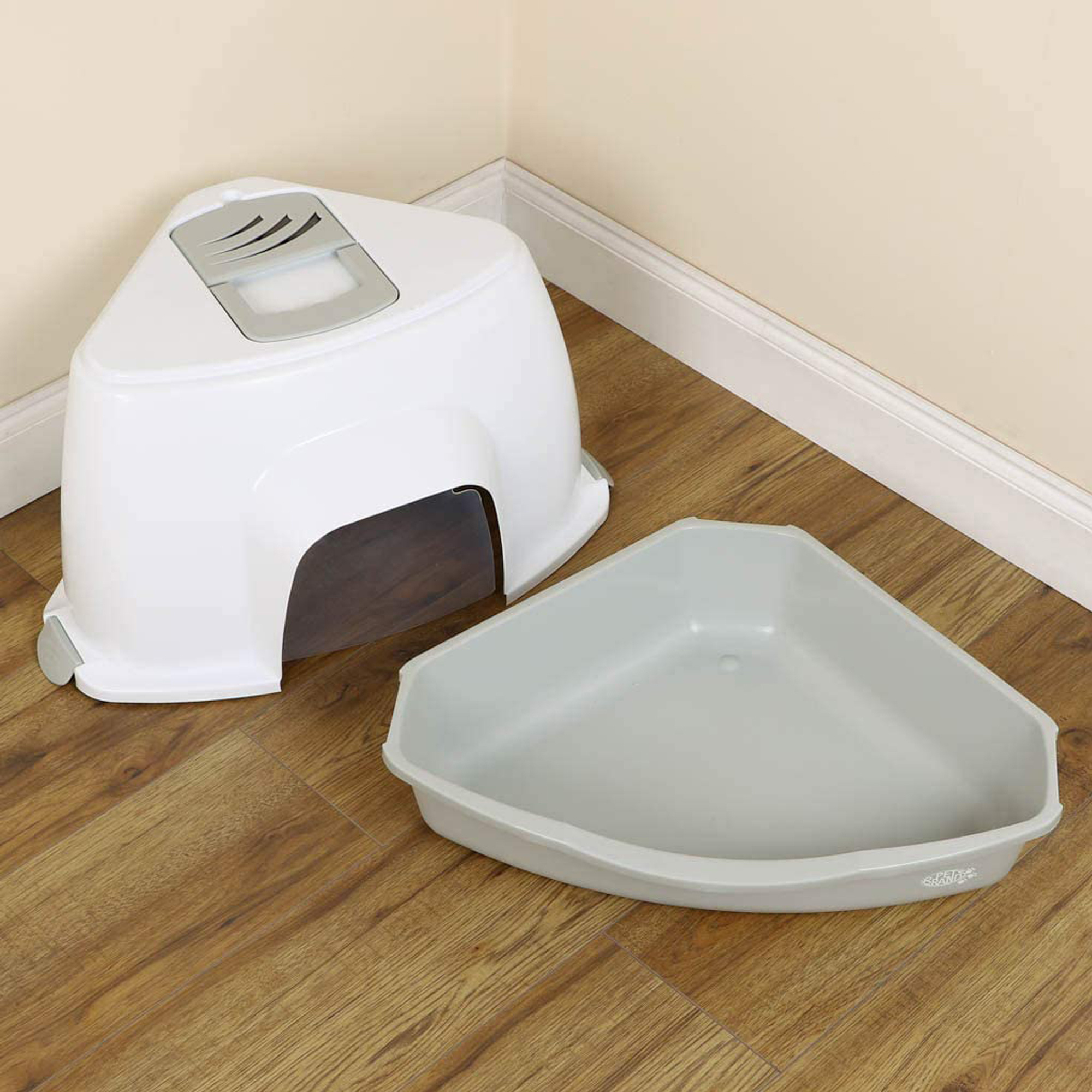 Petsentials Corner Cat Litter Tray With Hood