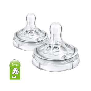  Philips Avent 1 Month+ Natural Slow Flow Teat Twin Pack 
