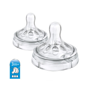  Philips Avent 3 Month+ Natural Medium Flow Teat Twin Pack 