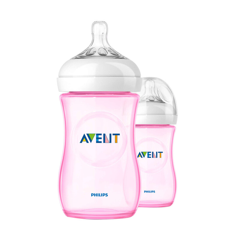 Philips Avent Natural Baby Bottle 260ml Pink Twin Pack