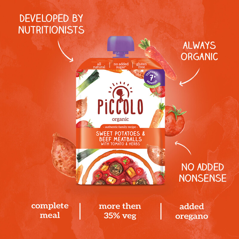 Piccolo Organic Sweet Potato & Beef Meatballs 7m+