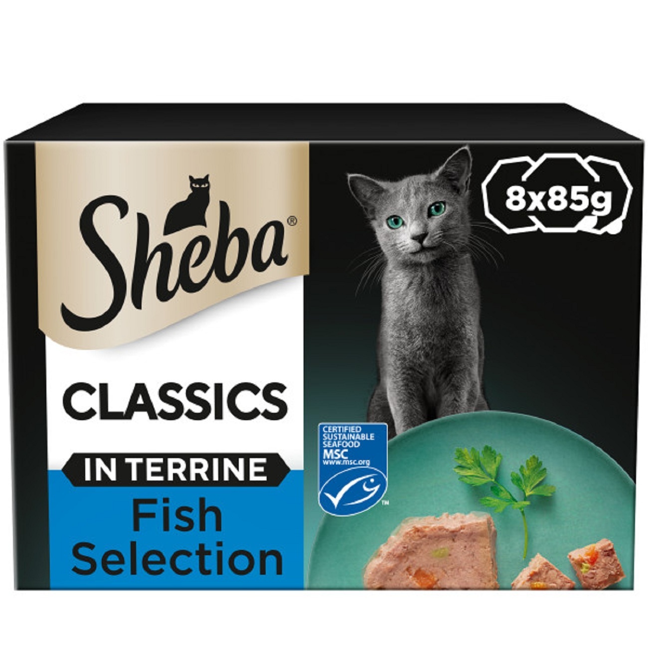 SHEBA Classics Adult Cat Food with Salmon in Terrine 8 x 85g  x 4 ( 32 Trays )