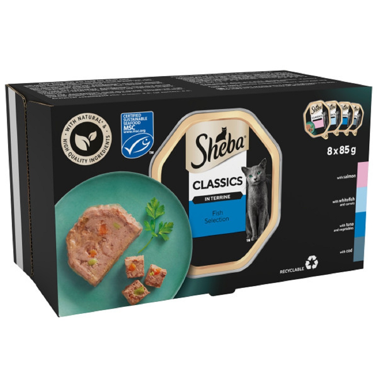 SHEBA Classics Adult Cat Food with Salmon in Terrine 8 x 85g  x 4 ( 32 Trays )