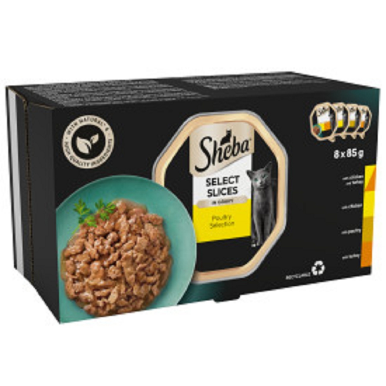 SHEBA Select Slices Cat Food Tray Mixed Poultry Collection in Gravy 8x85gX4 (32)