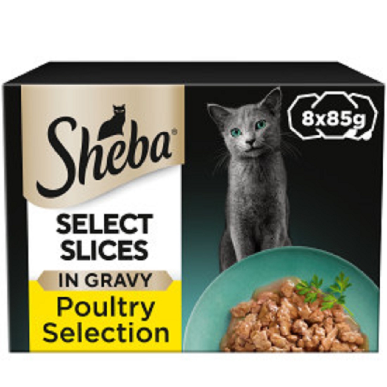 SHEBA Select Slices Cat Food Tray Mixed Poultry Collection in Gravy 8x85gX4 (32)