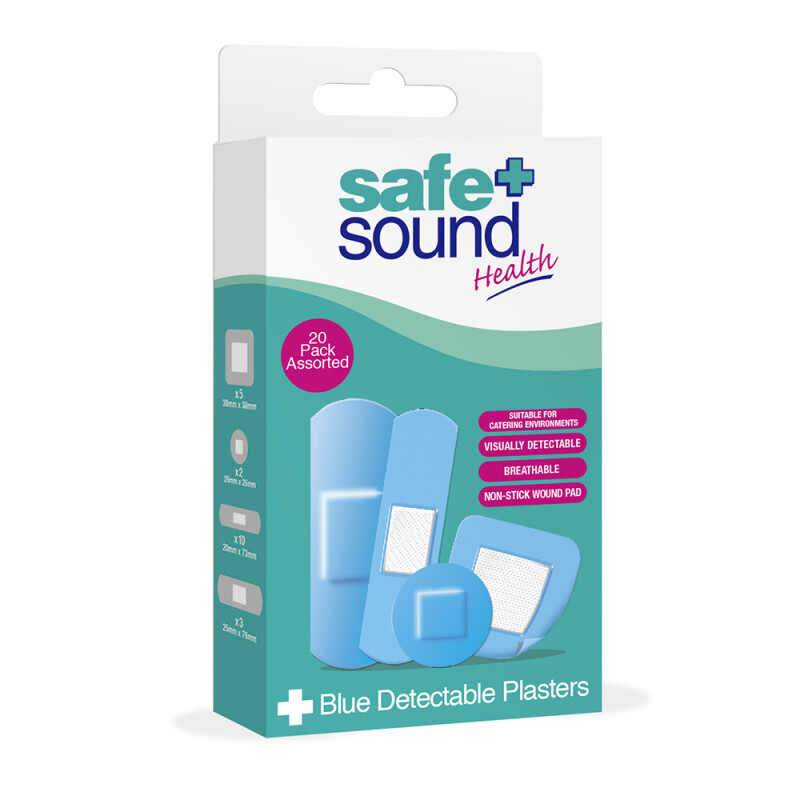 Safe & Sound 20 Blue Detectable Plasters