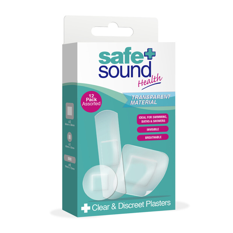 Safe & Sound Clear and Discreet Plaster 12 Pack