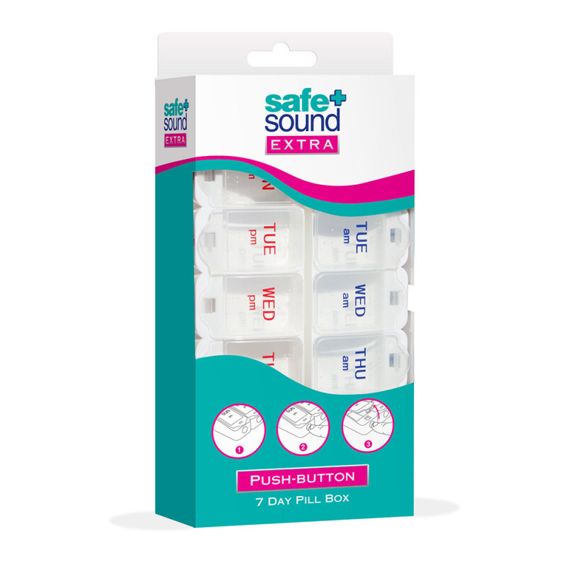 Safe & Sound Push Button 7 Day Pill Box