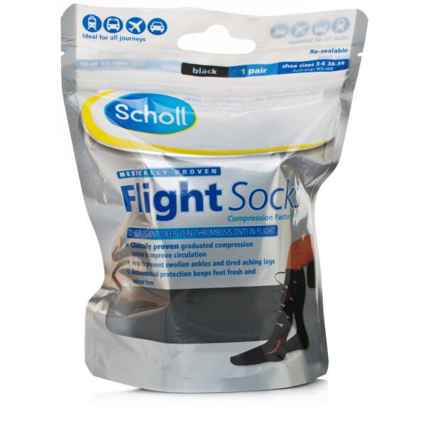 Scholl Flight Socks Black Size 3-6