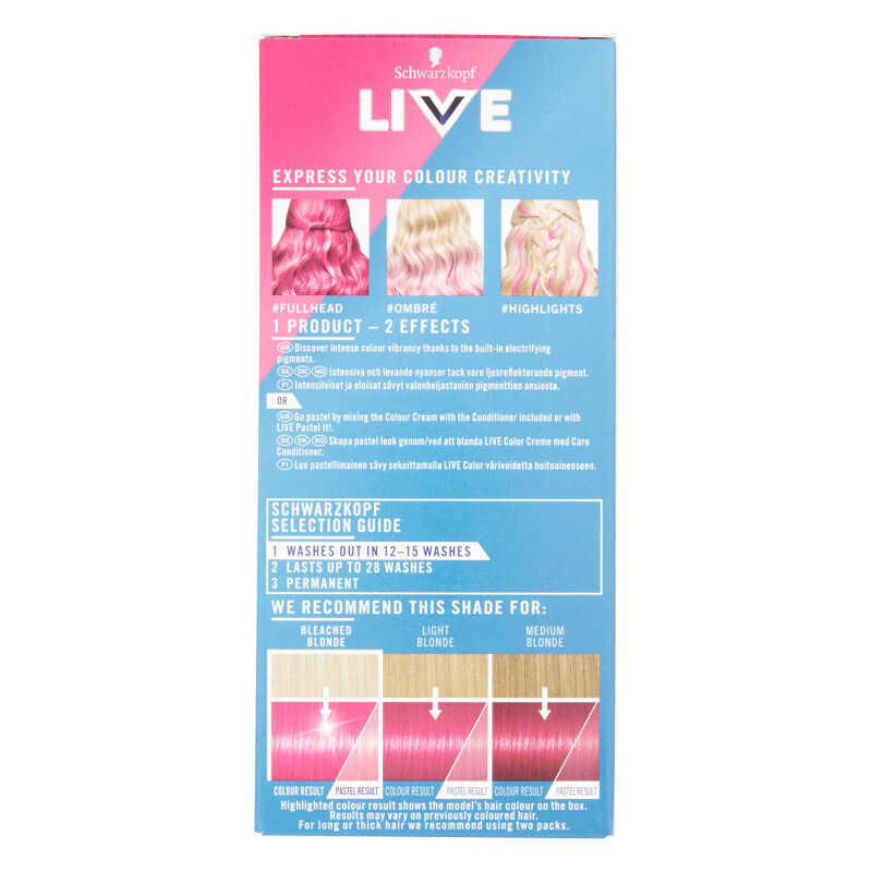 Schwarzkopf Live Ultra Brights Or Pastel 93 Shocking Pink Semi Permanent Hair Dye