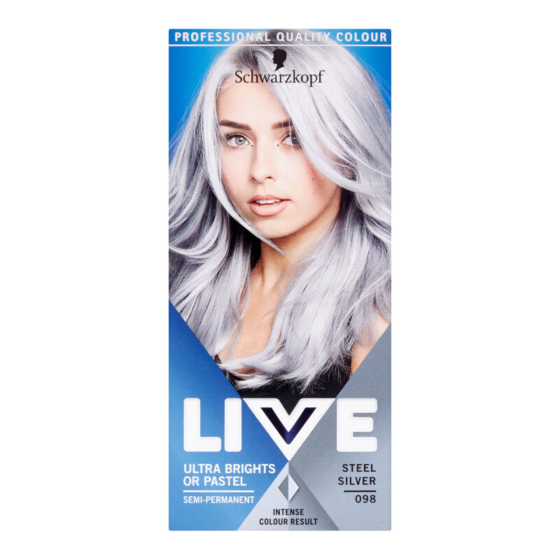 Schwarzkopf Live Ultra Brights Or Pastel 98 Steel Silver Semi Permanent Hair Dye