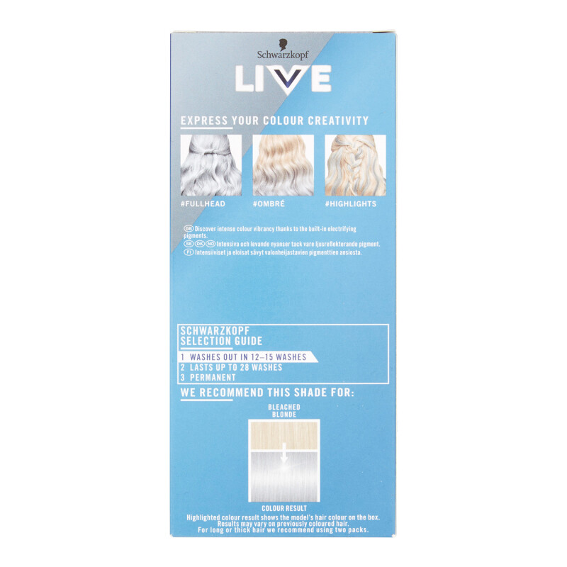Schwarzkopf Live Ultra Brights Or Pastel 98 Steel Silver Semi Permanent Hair Dye