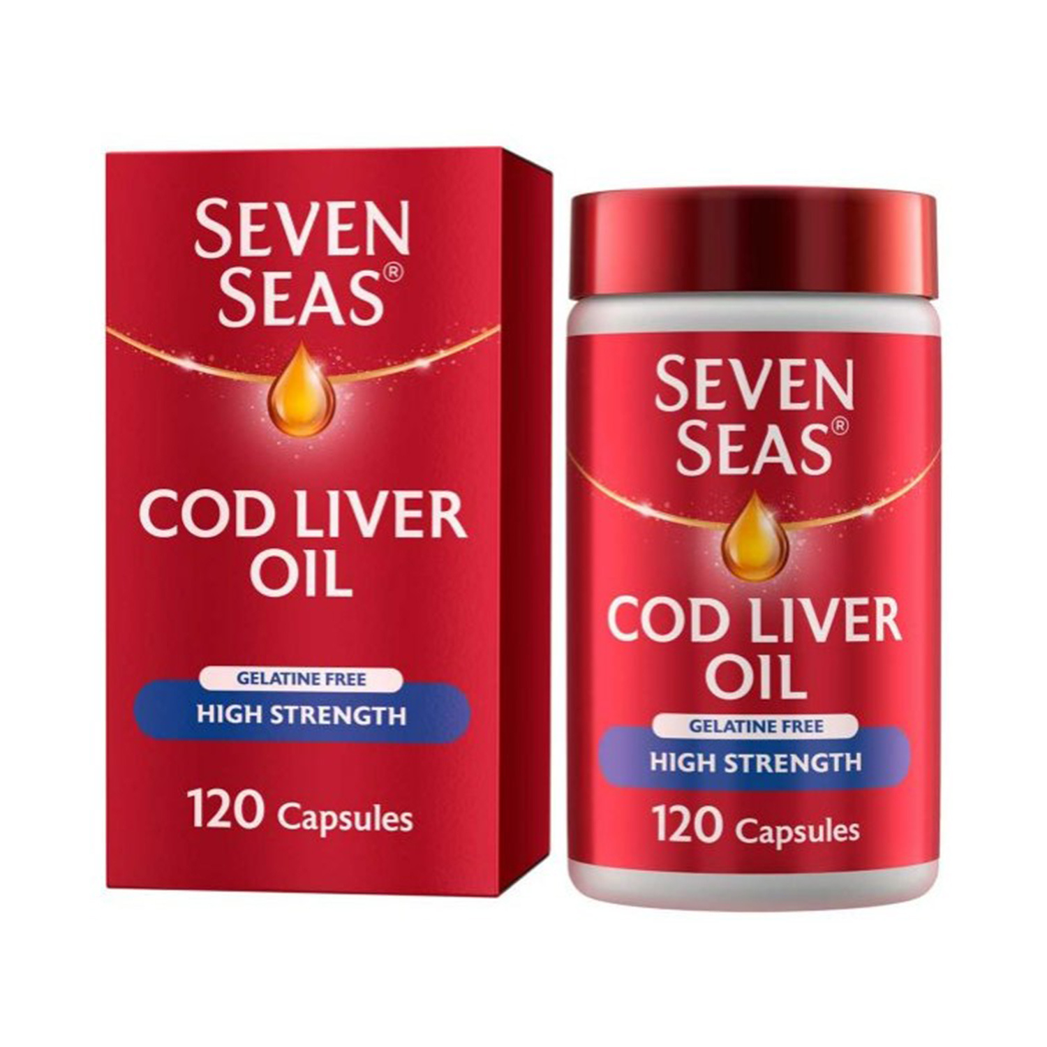 Seven Seas Cod Liver Oil High Strength Gelatine Free Capsules 120's